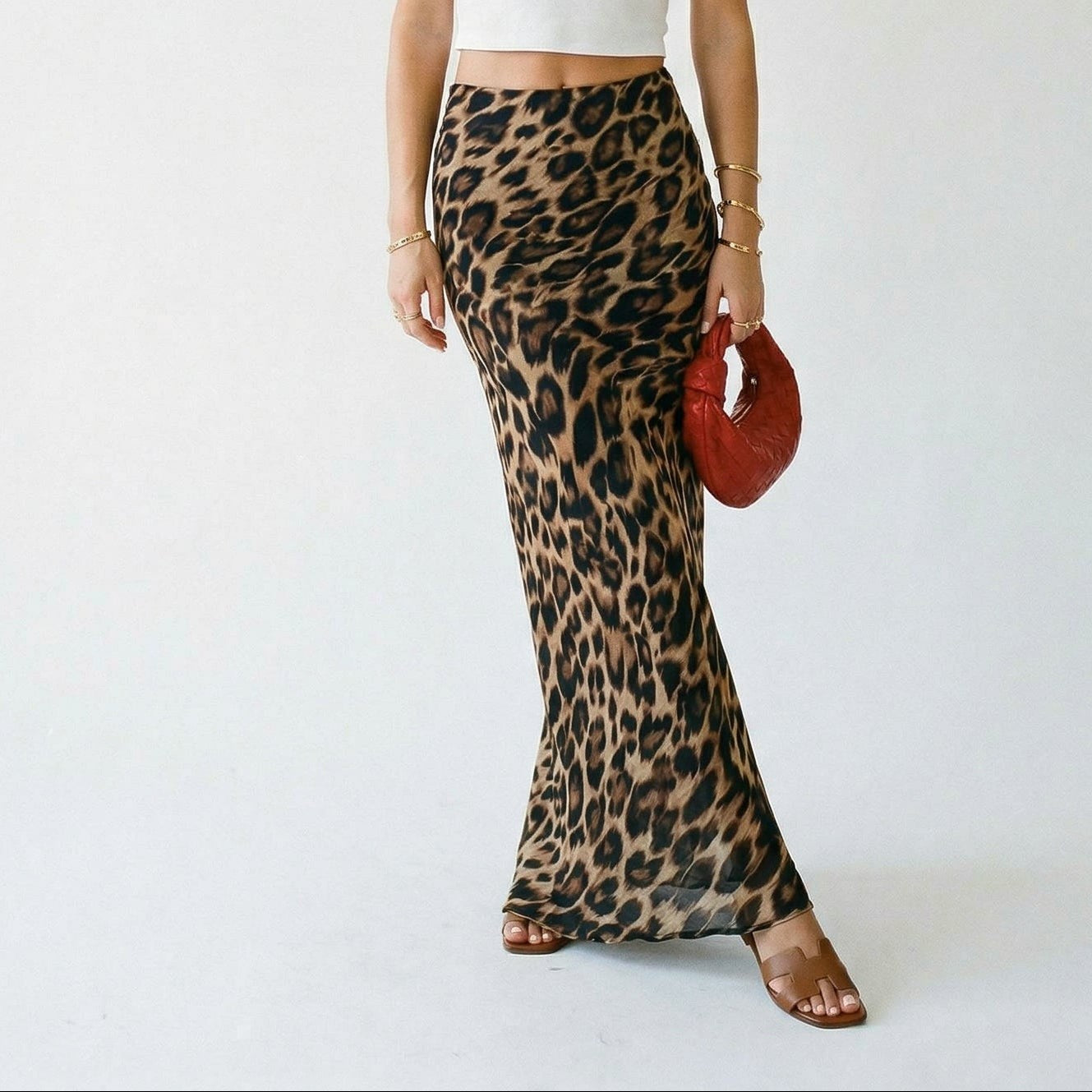 Stylish Leopard Print Maxi Skirt for Women
