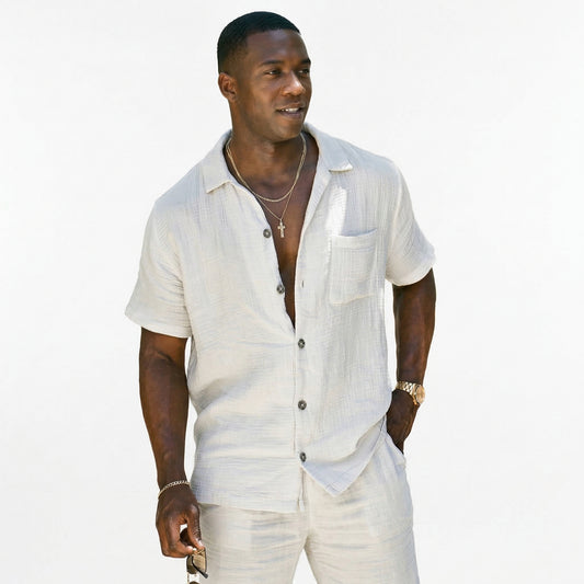 Stylish Men's Matching Shirt and Shorts Set for Summer