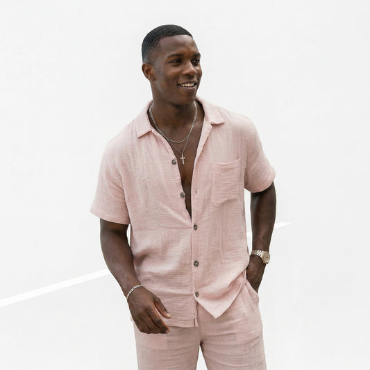 Stylish Men's Matching Shirt and Shorts Set for Summer