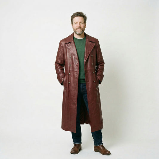Stylish Mens Overcoat in Premium Leather for Winter