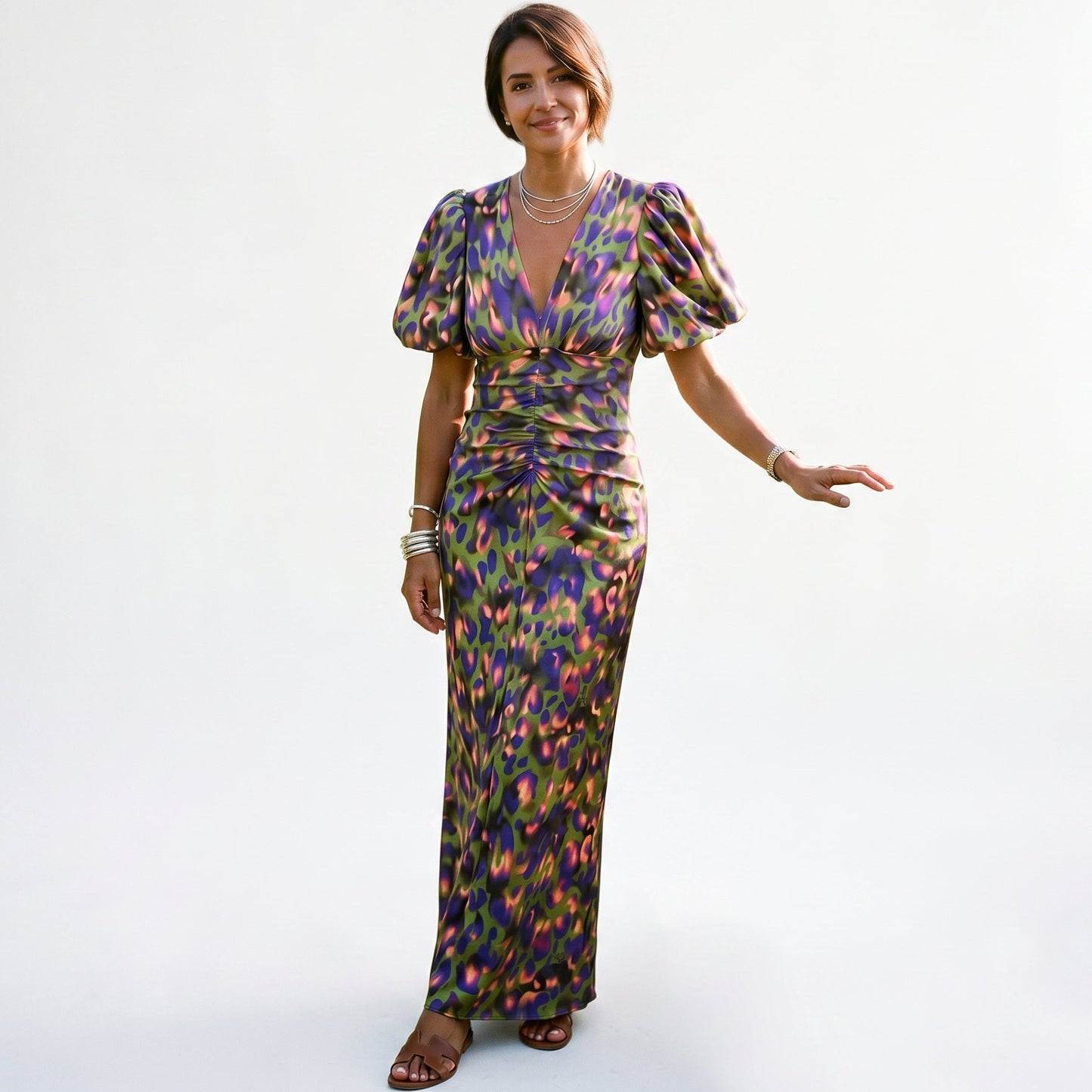 Stylish Midi Dress with Puff Sleeves for Women DONE