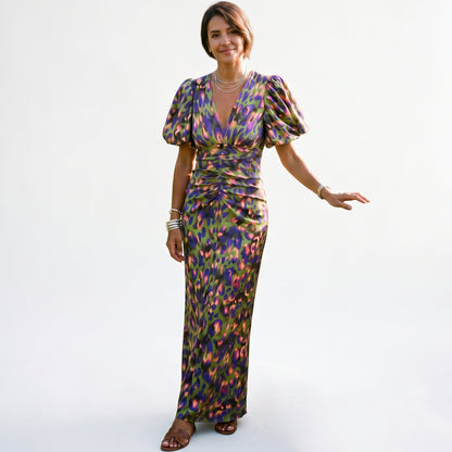 Stylish Midi Dress with Puff Sleeves for Women DONE