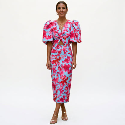 Stylish Midi Dress with Puff Sleeves for Women DONE