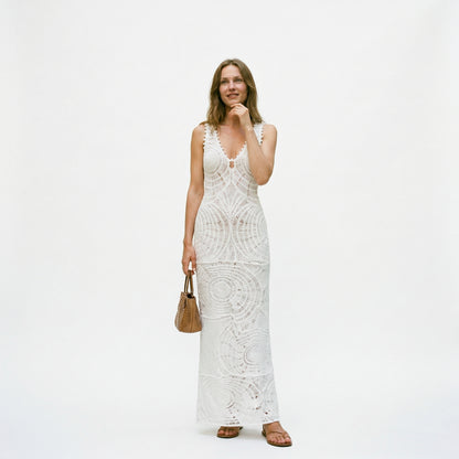 Stylish Solid V-neck Maxi Dress for Women