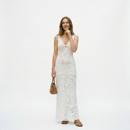 Stylish Solid V-neck Maxi Dress for Women
