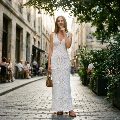 Stylish Solid V-neck Maxi Dress for Women