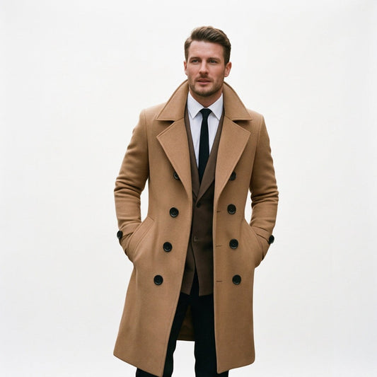 Stylish Tailored Wool Blend Winter Coat for Men