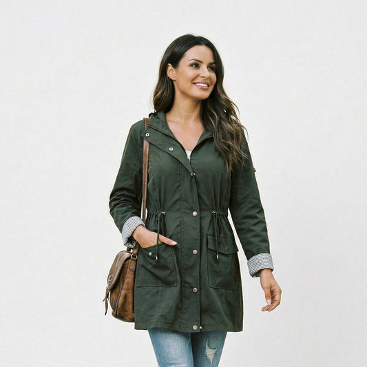 Stylish Women's Windbreaker Jacket - Water Resistant Hooded Design