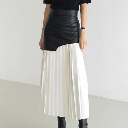 Stylish Asymmetric Faux Leather Maxi Skirt for Women 0