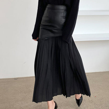 Stylish Asymmetric Faux Leather Maxi Skirt for Women 4