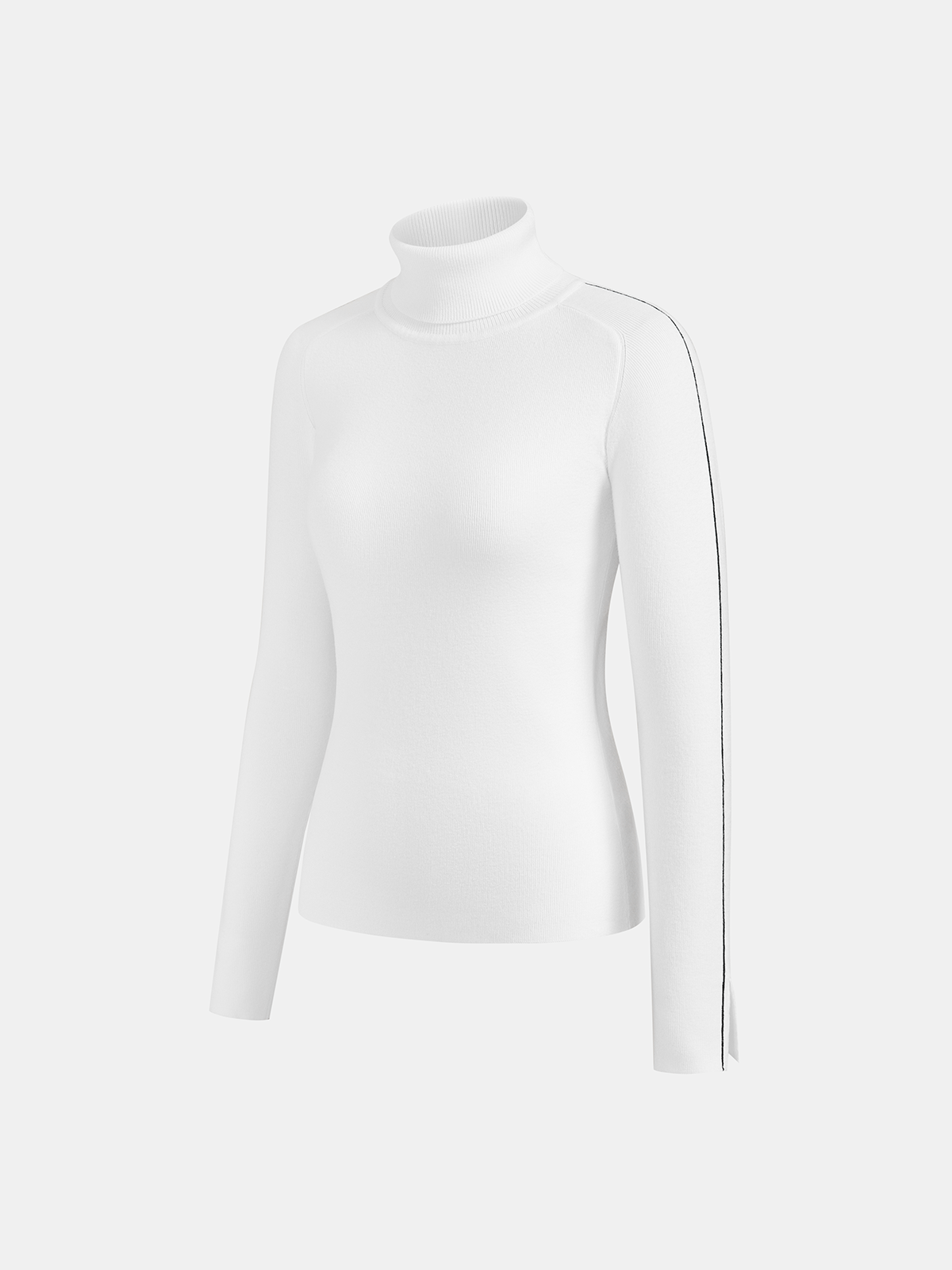 Stylish Turtleneck Sweater with Contrast Piping 5