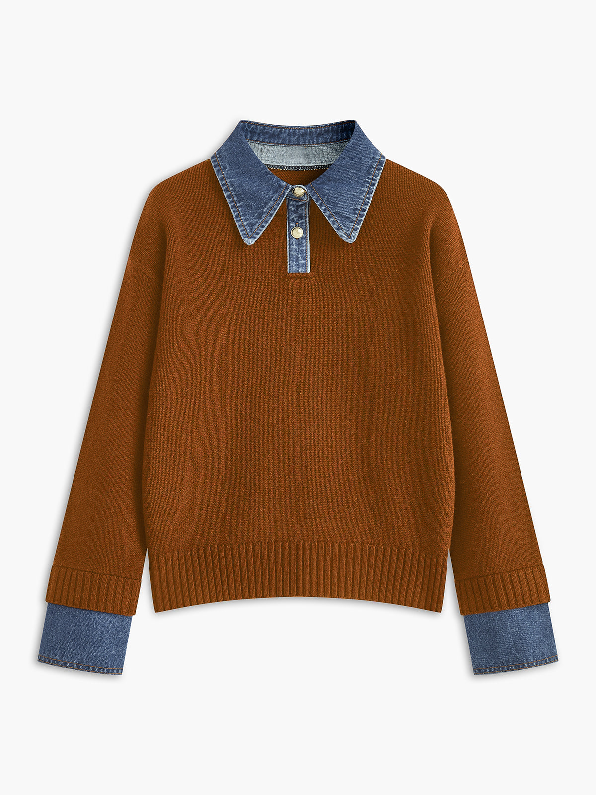 Stylish Women's Sweater with 2 in 1 Panel Lapel 10