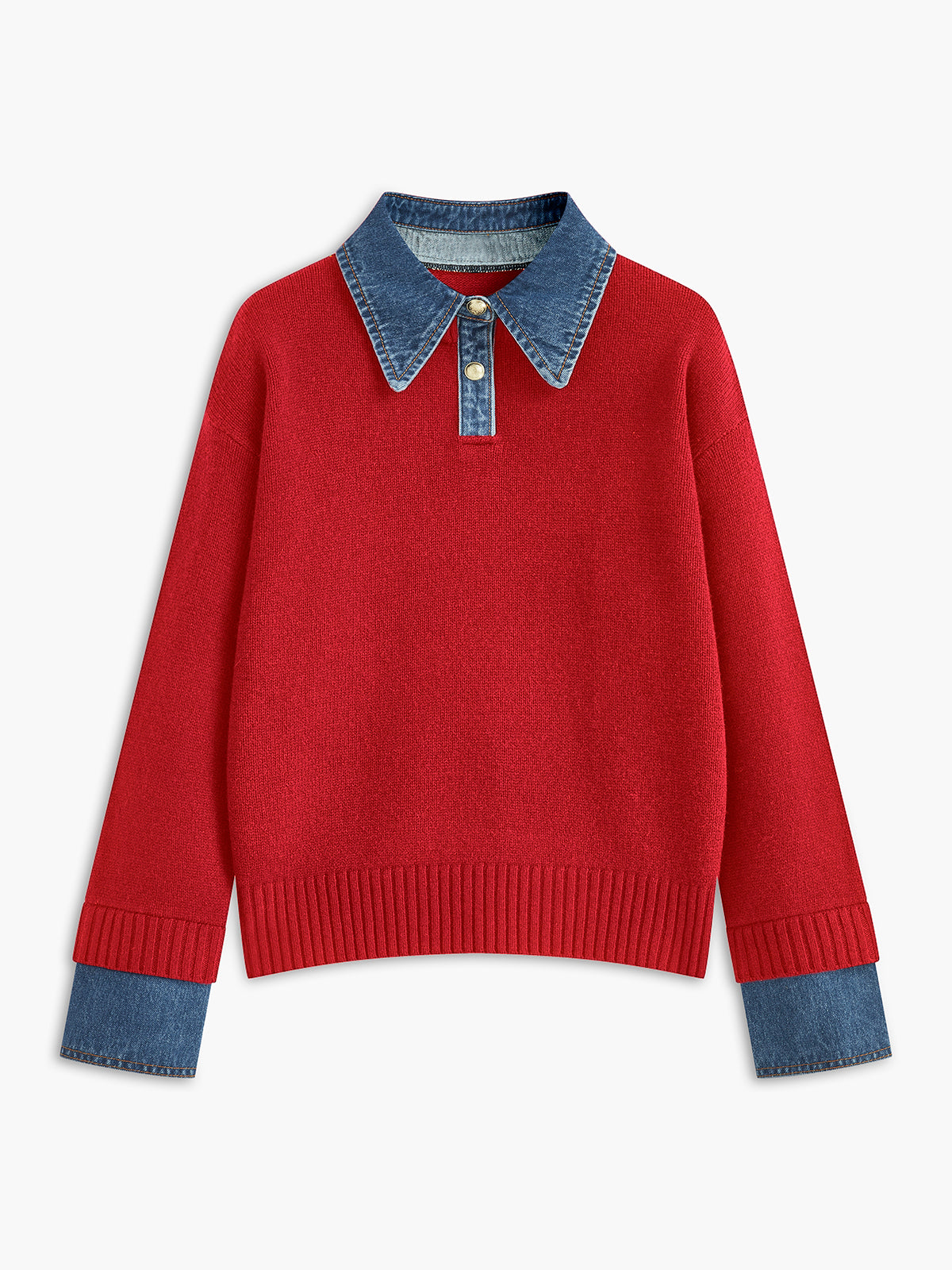 Stylish Women's Sweater with 2 in 1 Panel Lapel 11