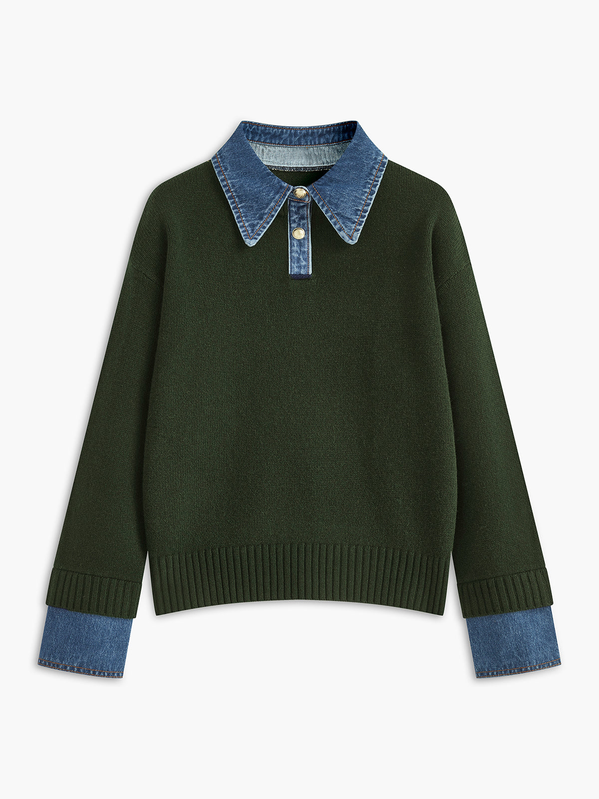 Stylish Women's Sweater with 2 in 1 Panel Lapel 12