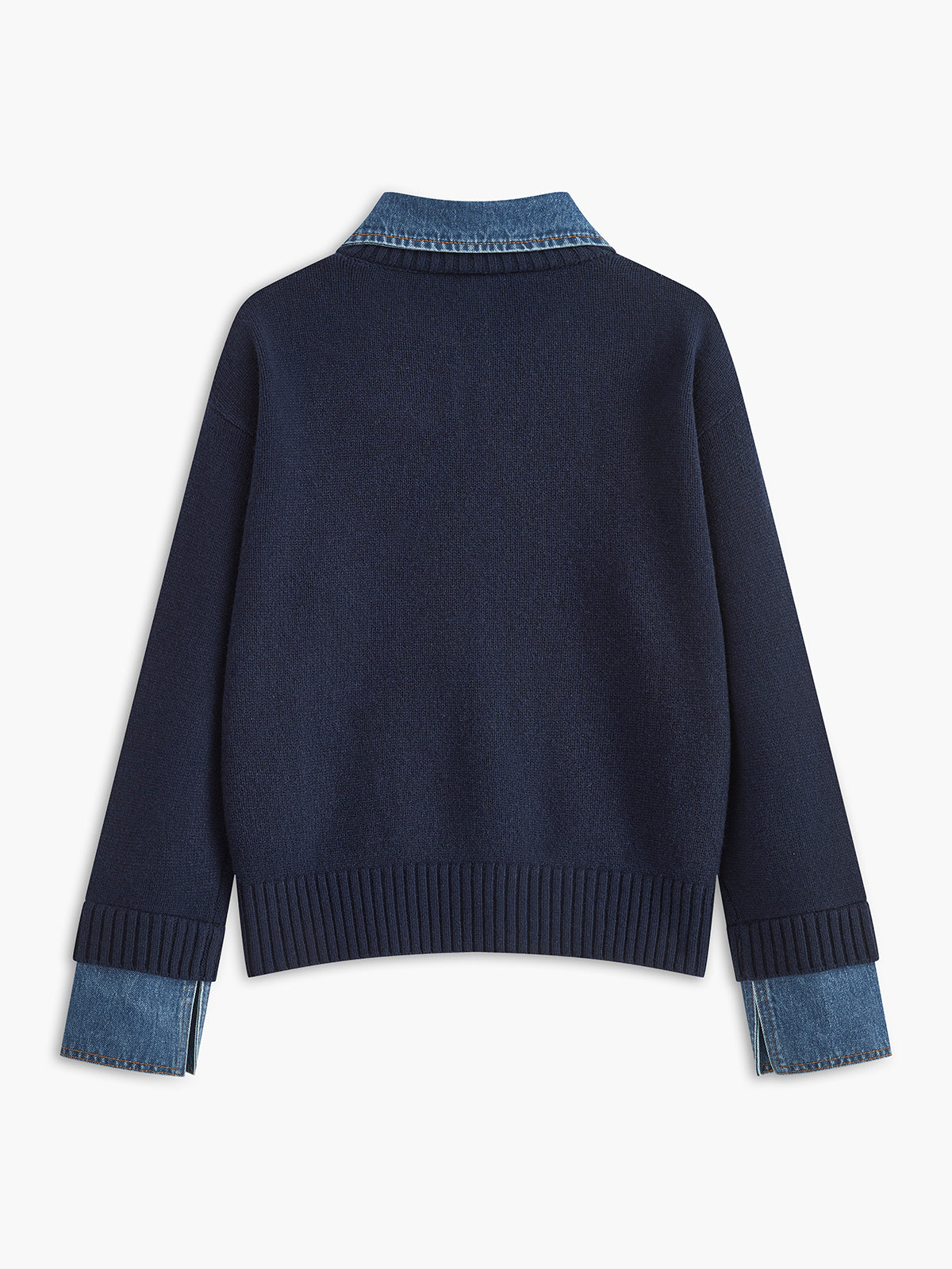 Stylish Women's Sweater with 2 in 1 Panel Lapel 2