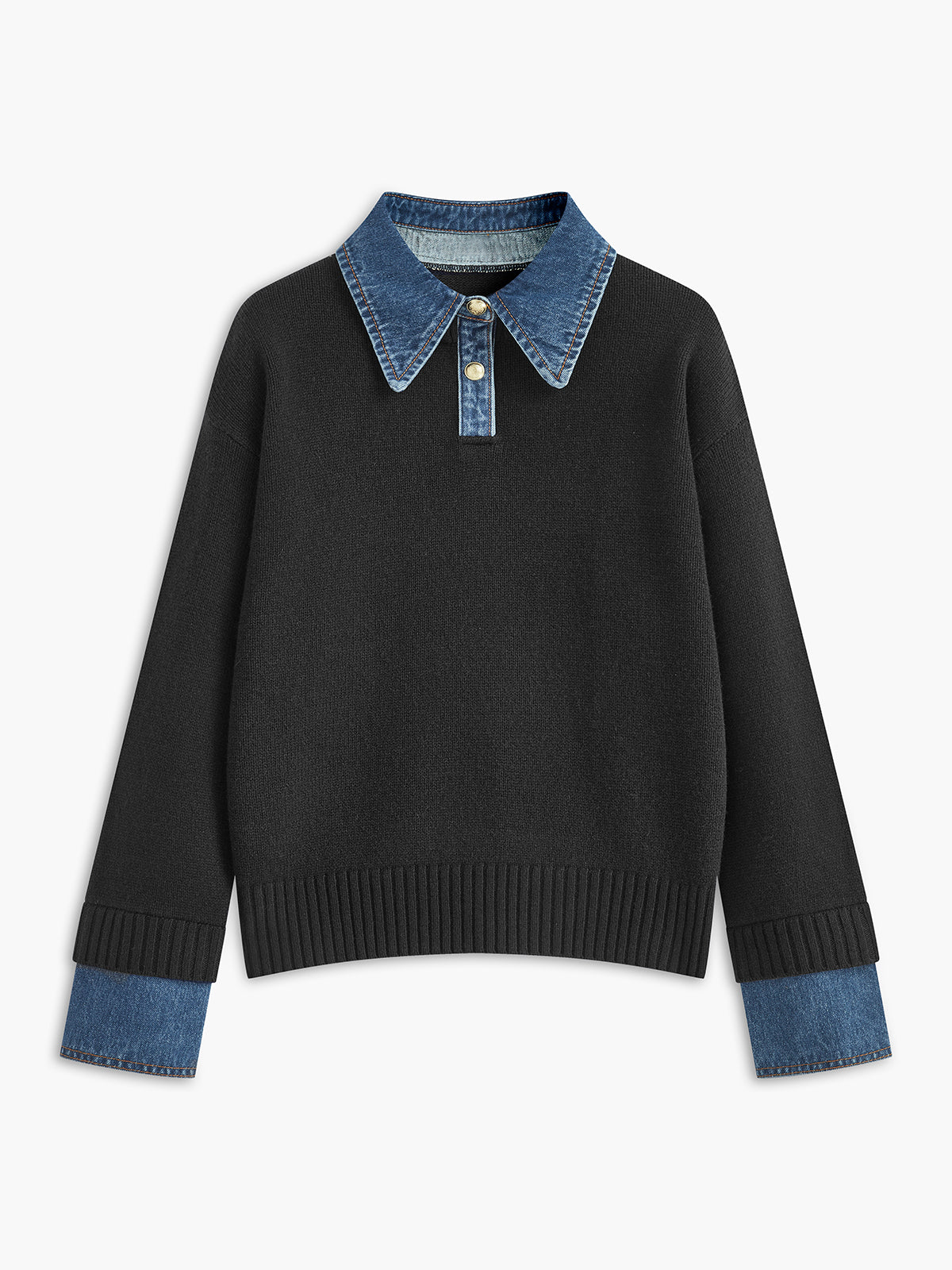 Stylish Women's Sweater with 2 in 1 Panel Lapel 5