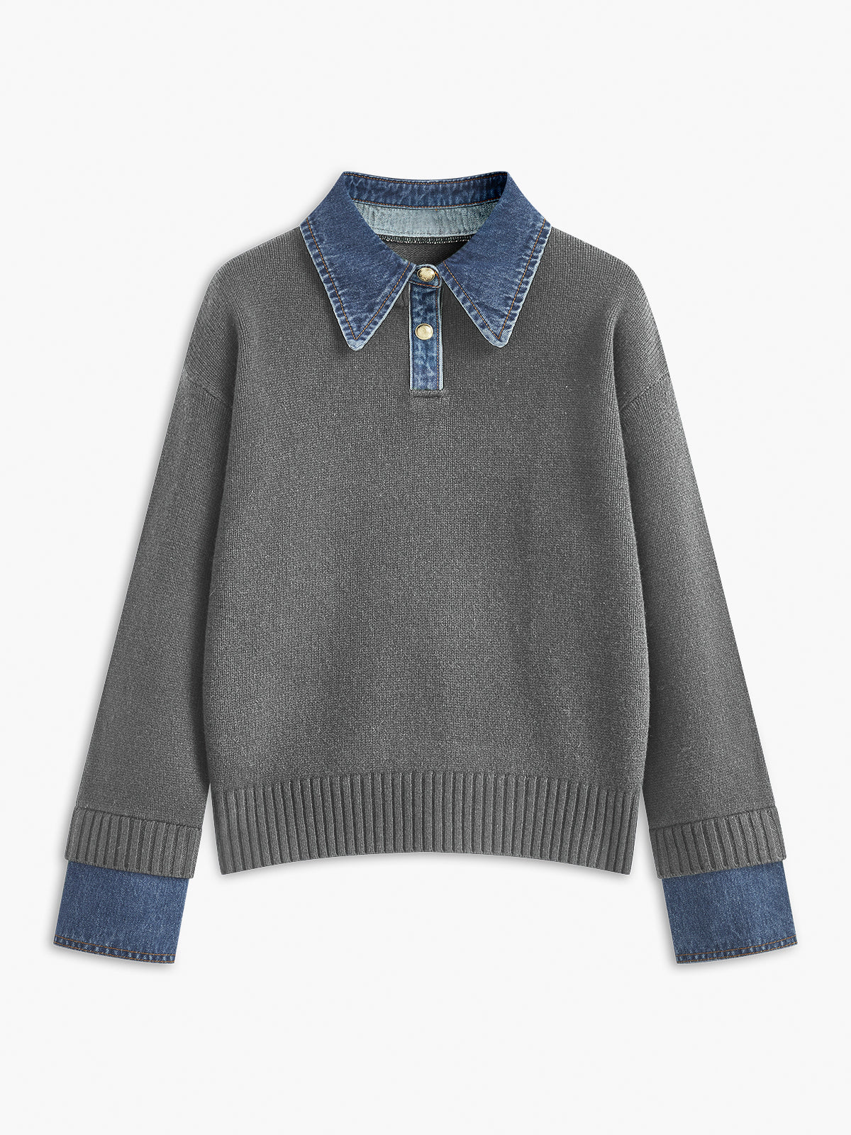 Stylish Women's Sweater with 2 in 1 Panel Lapel 6