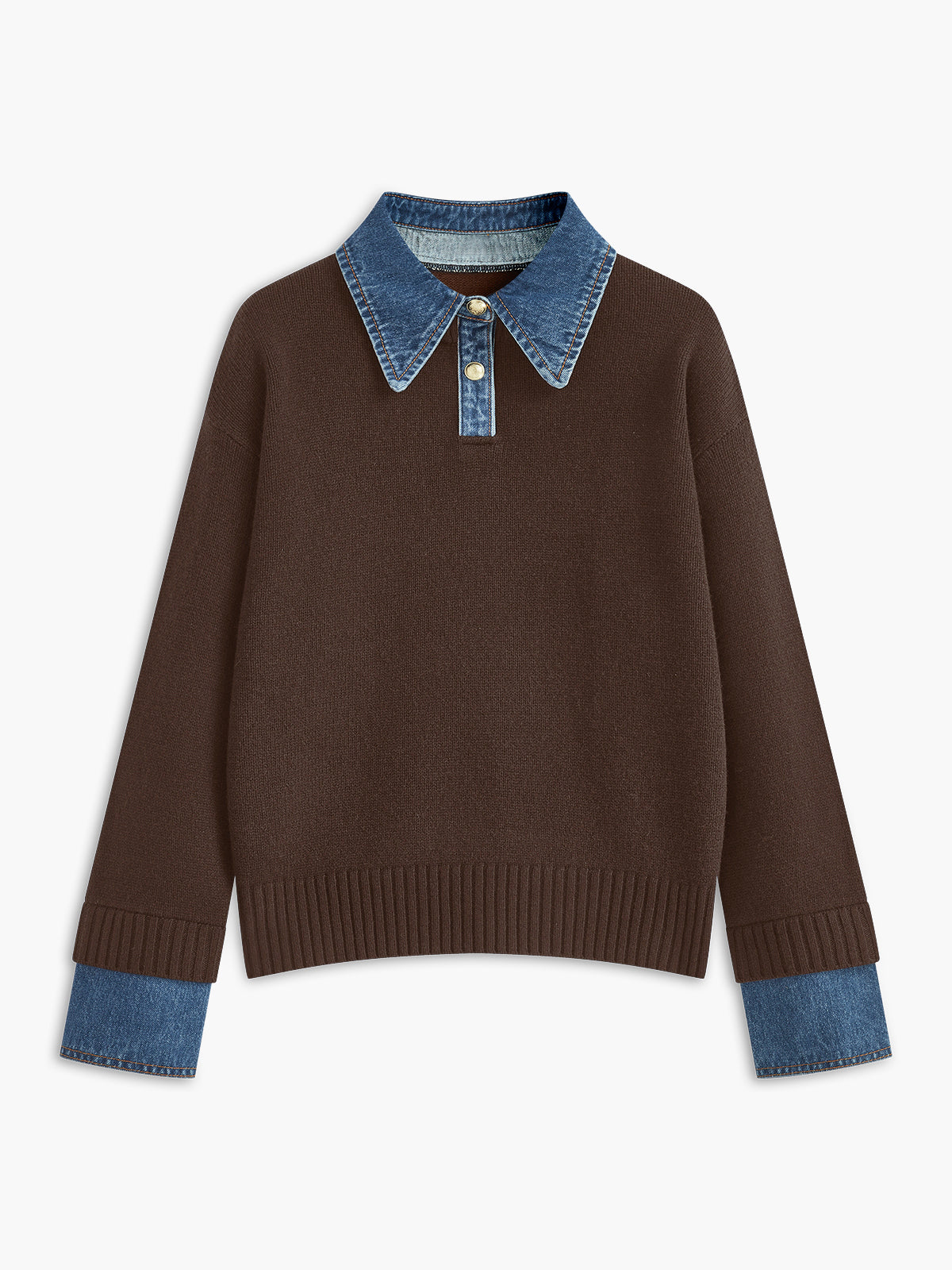 Stylish Women's Sweater with 2 in 1 Panel Lapel 7