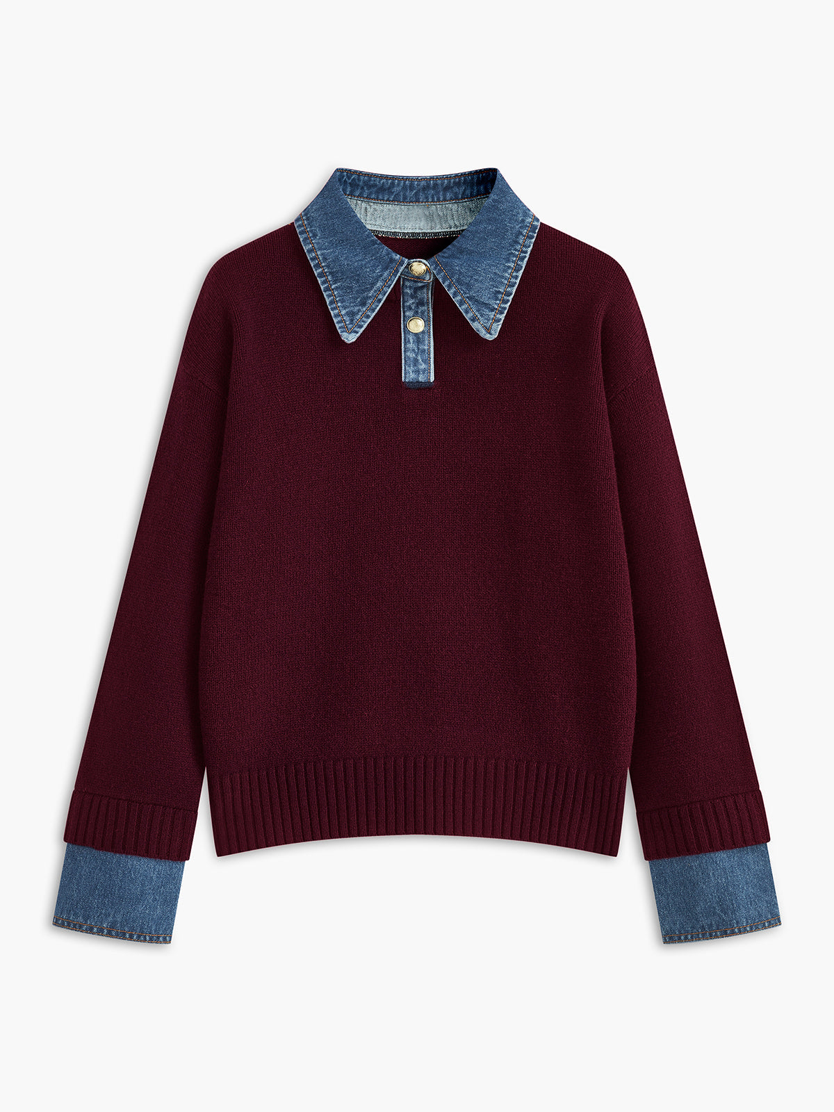 Stylish Women's Sweater with 2 in 1 Panel Lapel 9