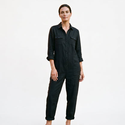 T4, T10 Women's Jumpsuit with Button Front & Adjustable Sleeves DONE 06-30-2026