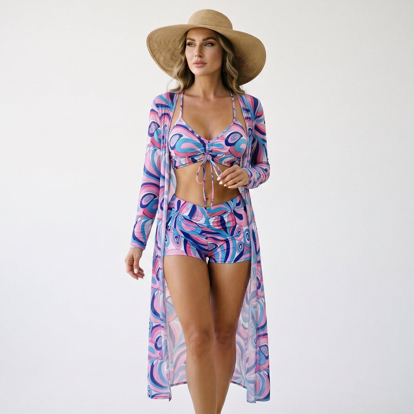 Thea - Stylish High Waist Bikini Set with Kimono DONE 05-21-2026
