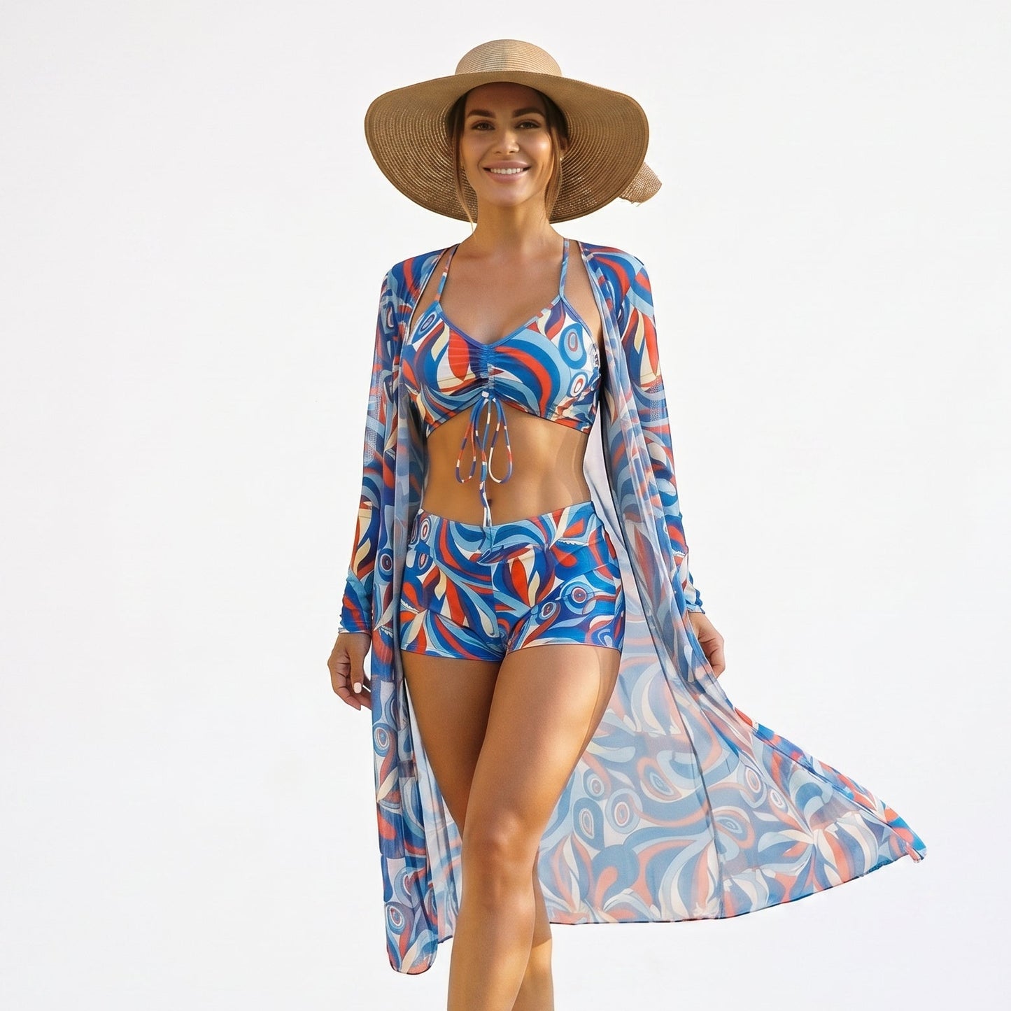 Thea - Stylish High Waist Bikini Set with Kimono DONE 05-21-2026