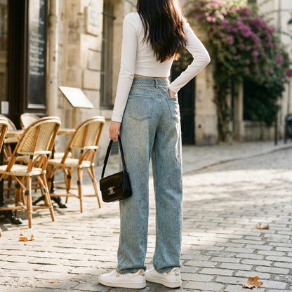 Trendy Wide Leg Denim Pants for Women