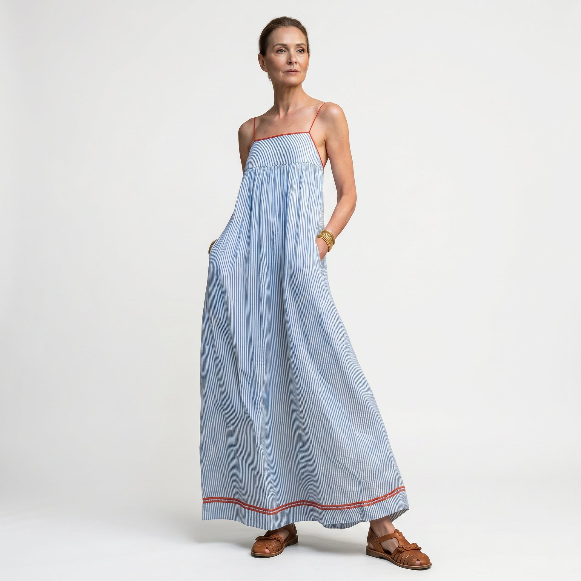 Tuca - Elegant Striped Maxi Dress for Women