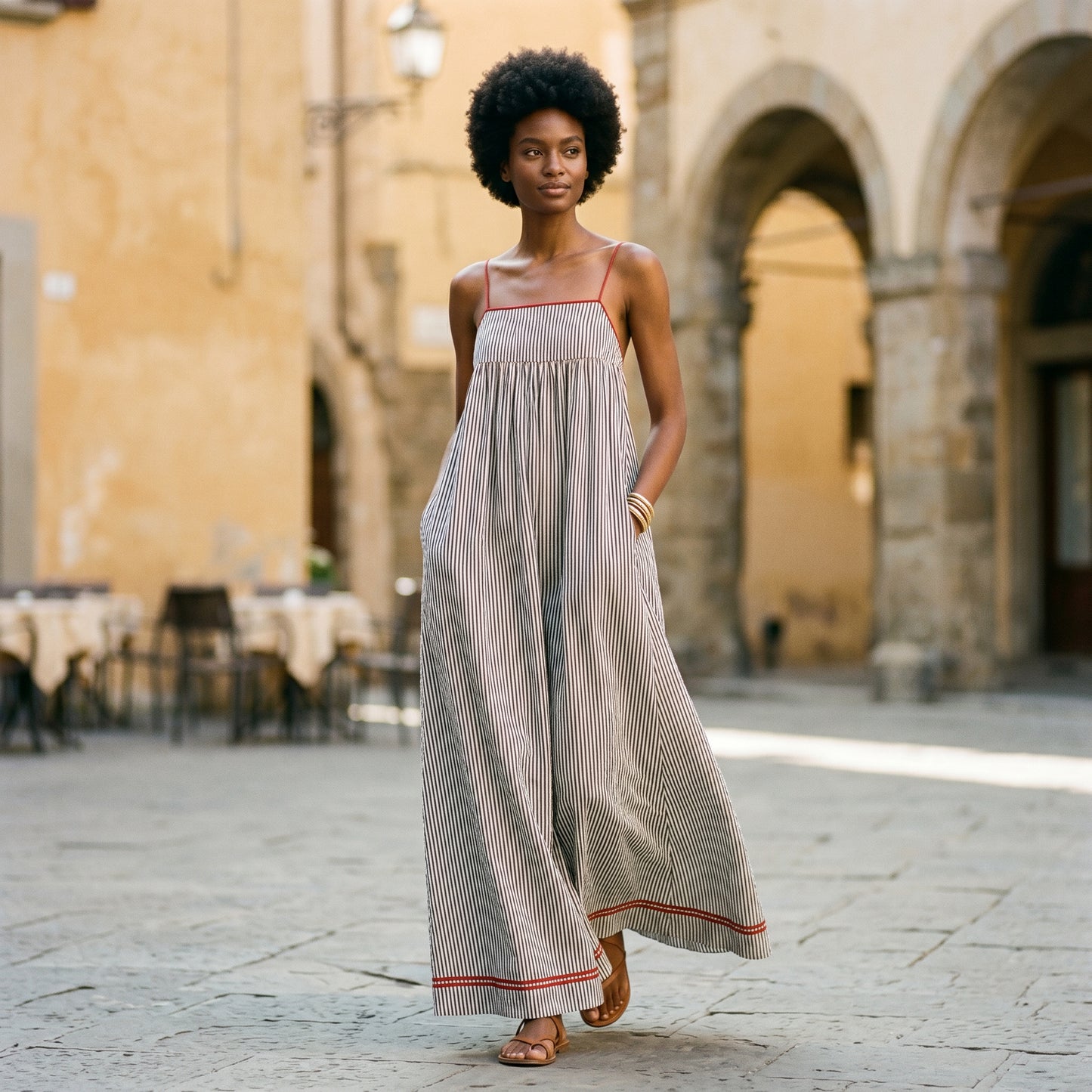 Tuca - Elegant Striped Maxi Dress for Women
