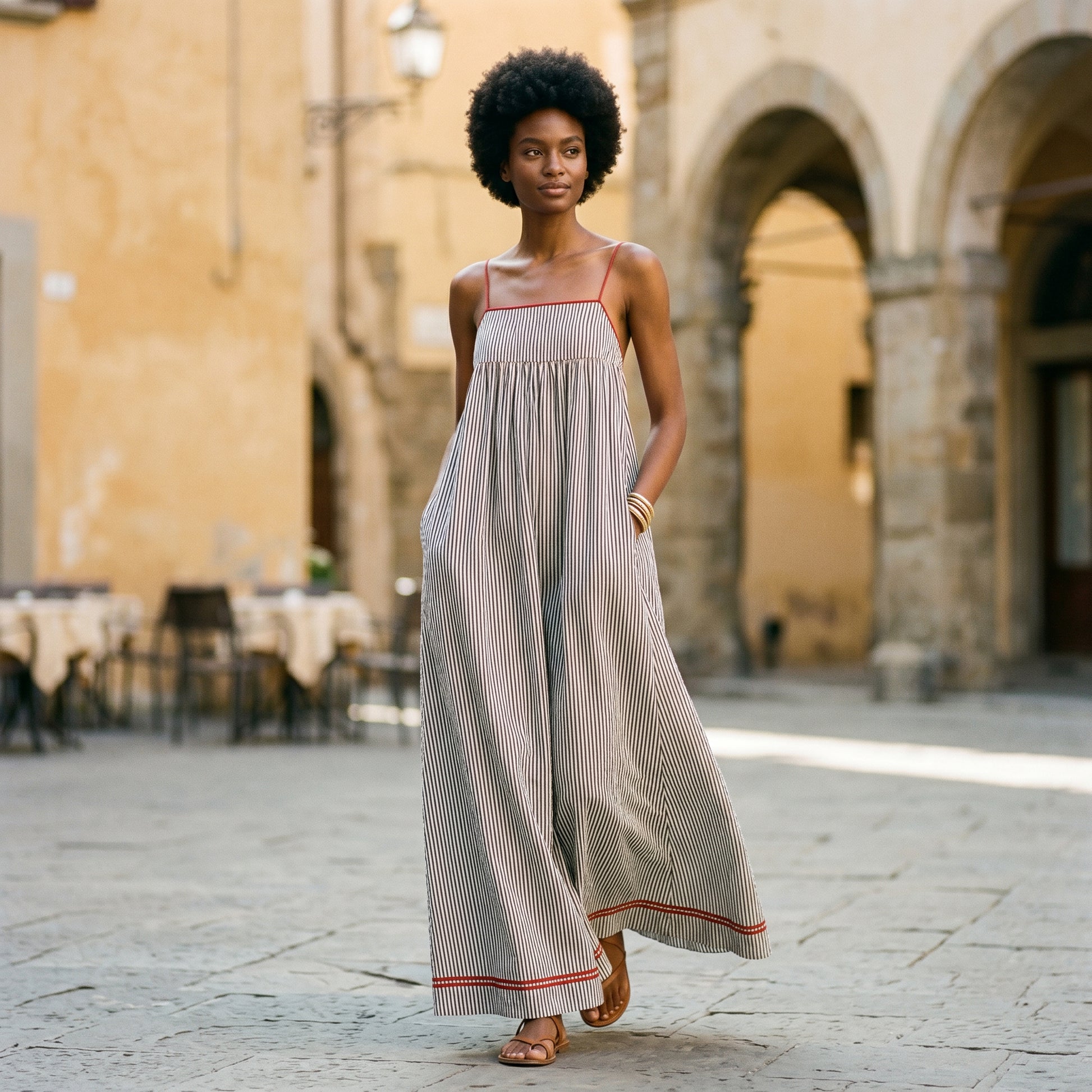 Tuca - Elegant Striped Maxi Dress for Women