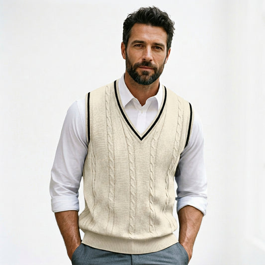 V Neck Sleeveless Sweater Vest for Men