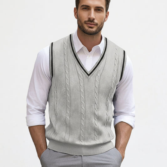 V Neck Sleeveless Sweater Vest for Men