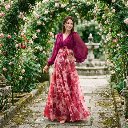 Valentina - Elegant Floral Print Maxi Dress DONE 05-23-2026