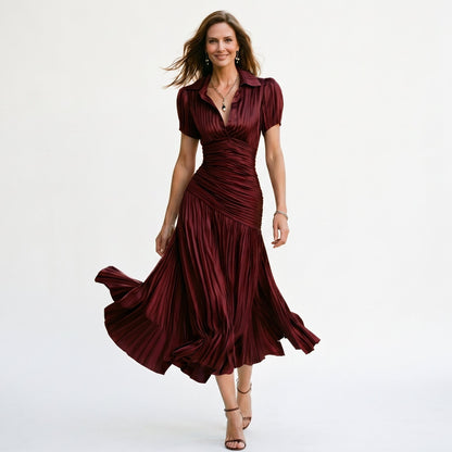Valentina - Elegant Wedding Guest Midi Dress with Stripes DONE 05-12-2026