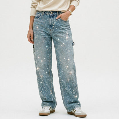 Vintage Rhinestone Wide Leg Jeans