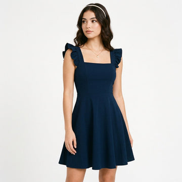 Women's Fit & Flare Mini Dress with Ruffle Straps – OLENOVA