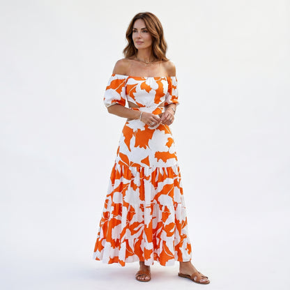 Xiomara - Elegant Off-Shoulder Summer Maxi Dress for Weddings
