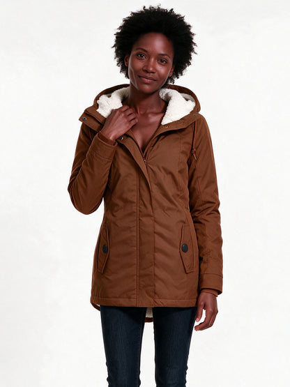 Adeline - Cozy Fleece-Lined Winter Jacket for Women - Brown