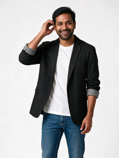 Adrian - Men's Unstructured Casual Blazer - Black