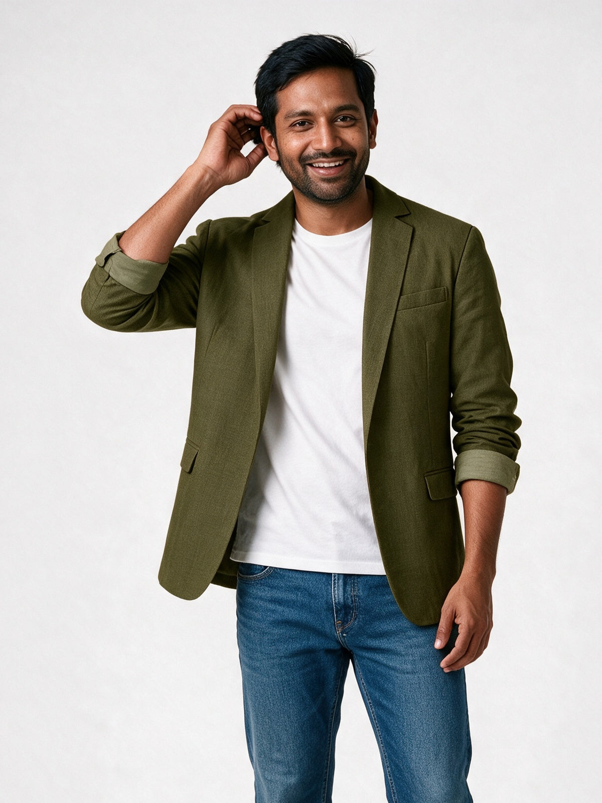 Adrian - Men's Unstructured Casual Blazer - Olive