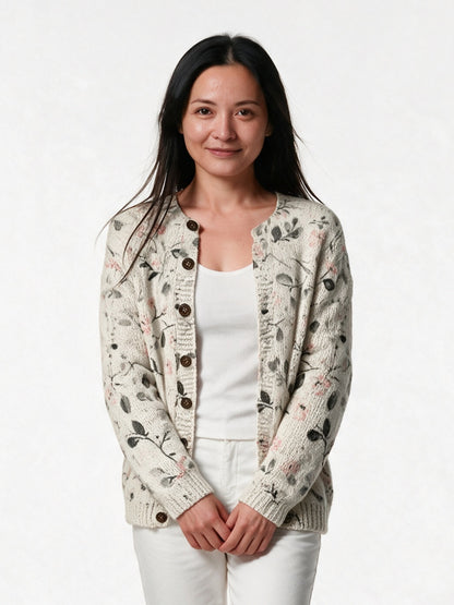 Albertine - Women's Floral Print Button Front Cardigan - view 1