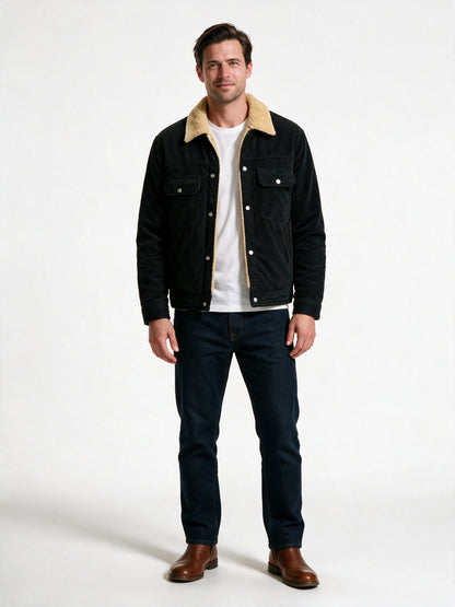 Alexander - Textured Snap-Front Jacket with Plush Collar for Men - view 1