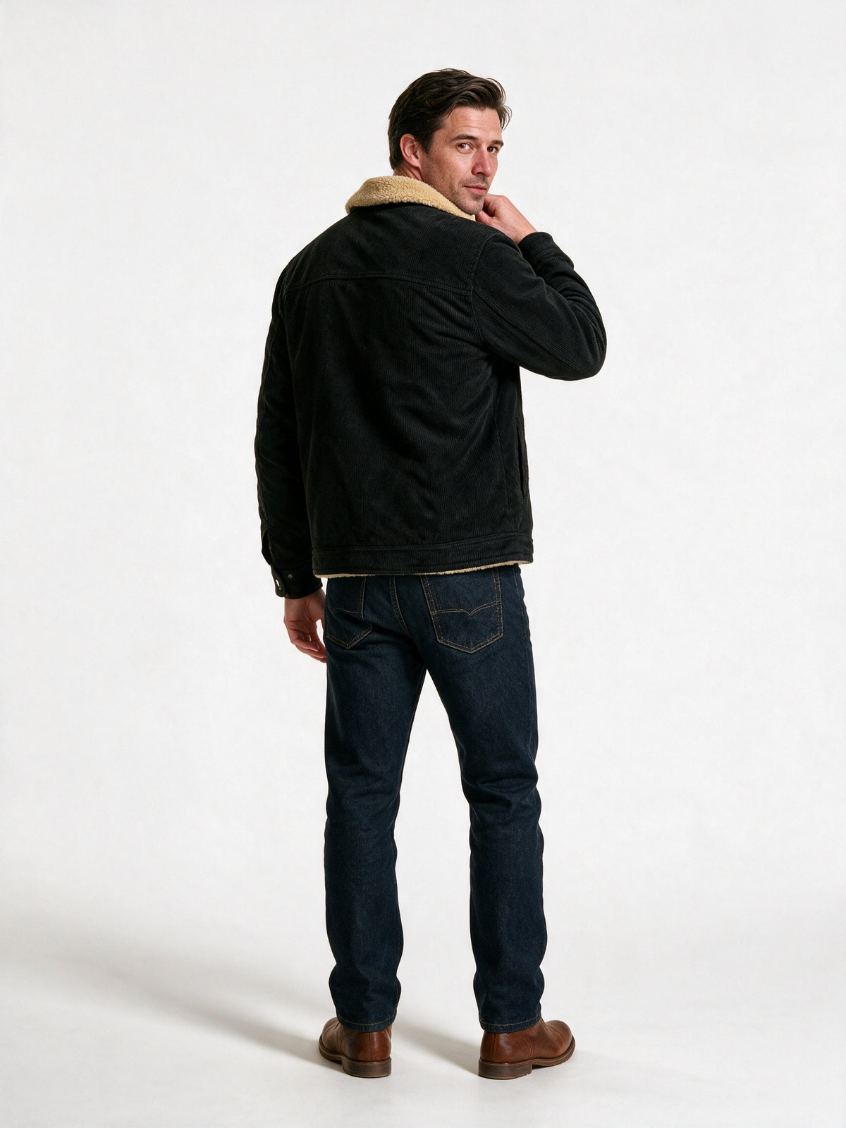 Alexander - Textured Snap-Front Jacket with Plush Collar for Men - view 5