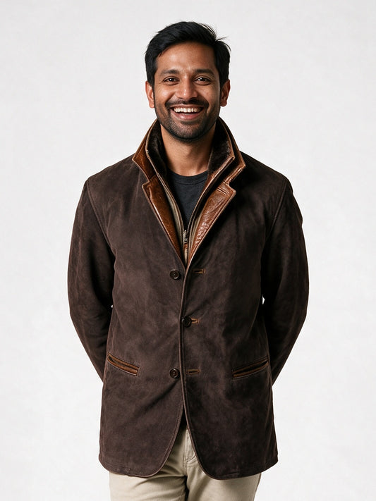 Alistair - Men's Vintage Button Front Jacket with Layered Collar - view 1