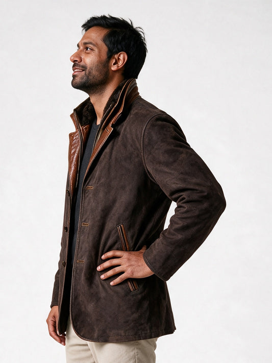 Alistair - Men's Vintage Button Front Jacket with Layered Collar - view 2