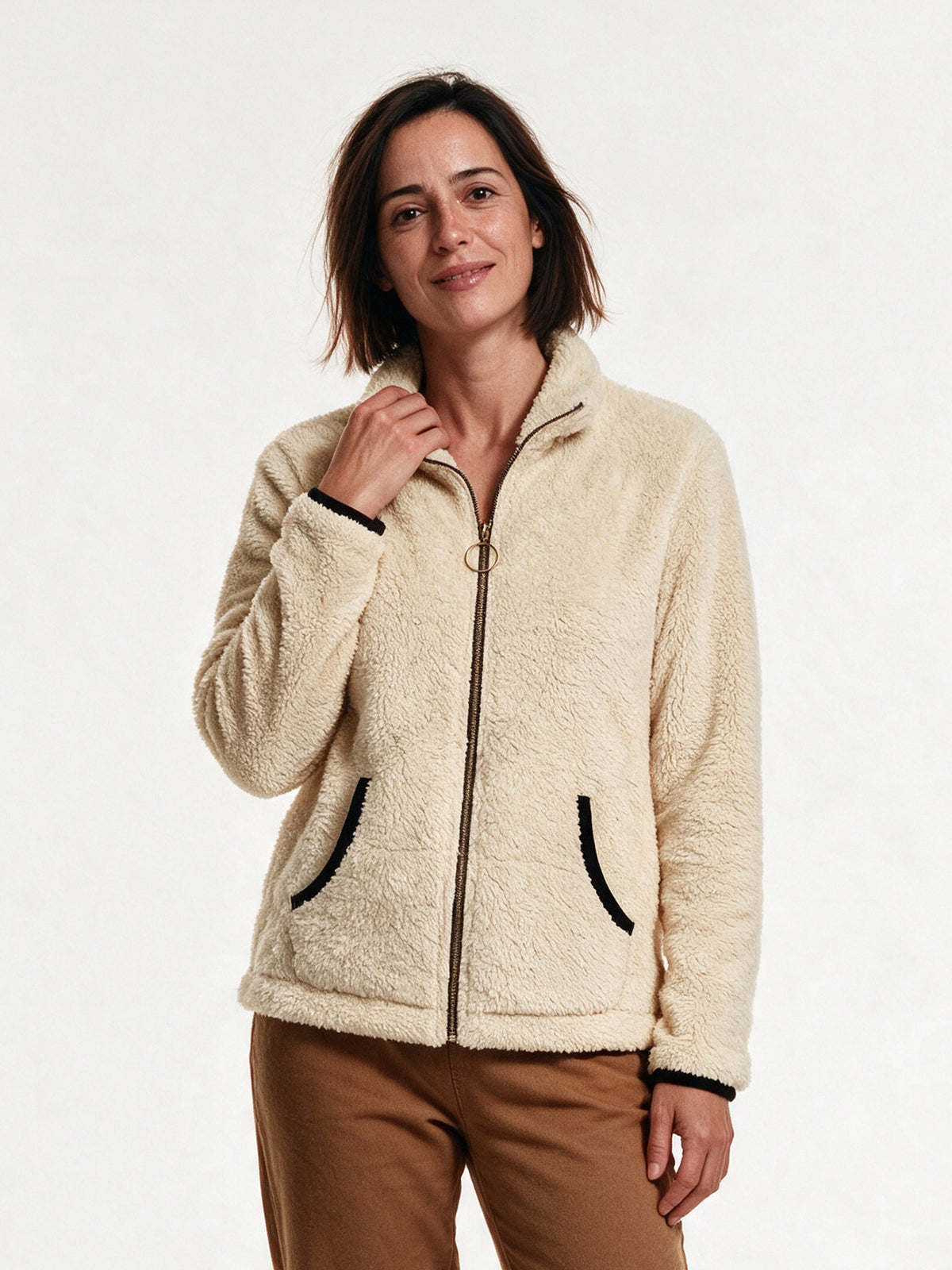 Amara - Cozy Women's Fleece Jacket for Winter Wear - Beige