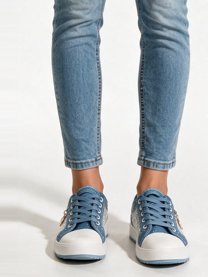 Amara - Floral Mesh Women's Orthopedic Sneakers - Light Blue