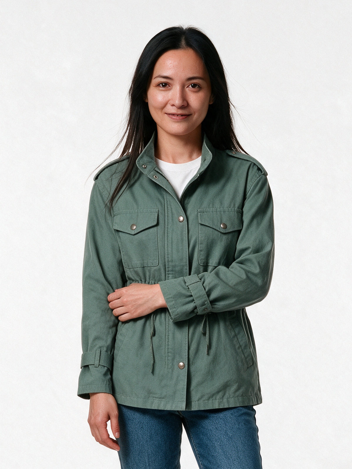 Amara - Soft Ladies Utility Jacket with Adjustable Fit - Green