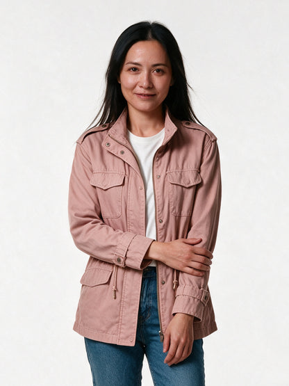Amara - Soft Ladies Utility Jacket with Adjustable Fit - Pink