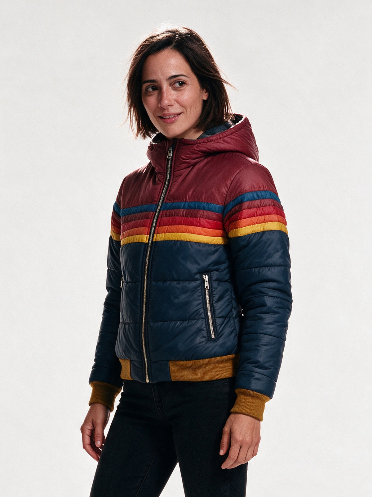 Amara - Stylish Retro Striped Puffer Jacket for Winter - view 2